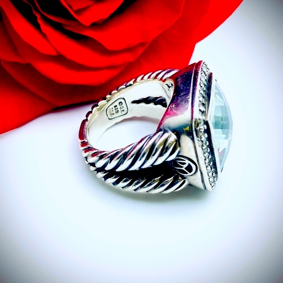 David Yurman Albion Ring with Prasiolite and Pave Diamonds - Picture 4 of 12